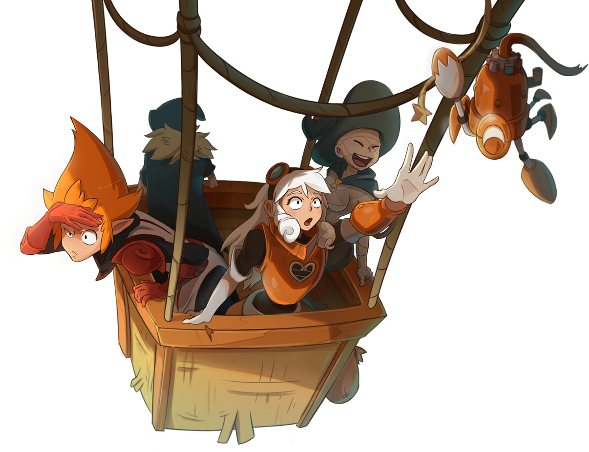 Dofus characters in a balloon